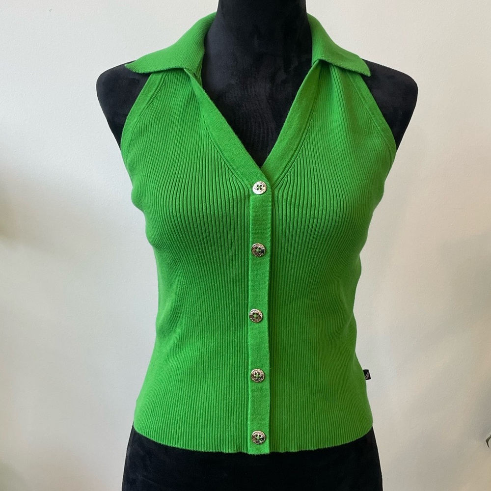 Nautica Green Button Down Sleeveless Top